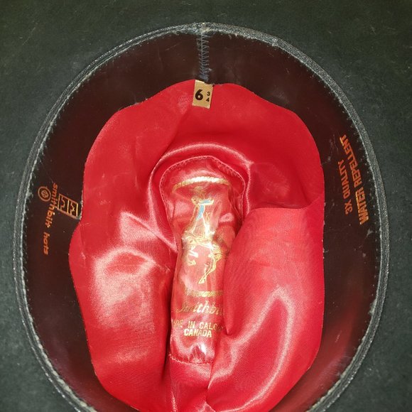 Vintage Smithbilt 3x Quality Water Repellent Black Cowboy Hat 6 3/4 Calgary - Picture 2 of 2